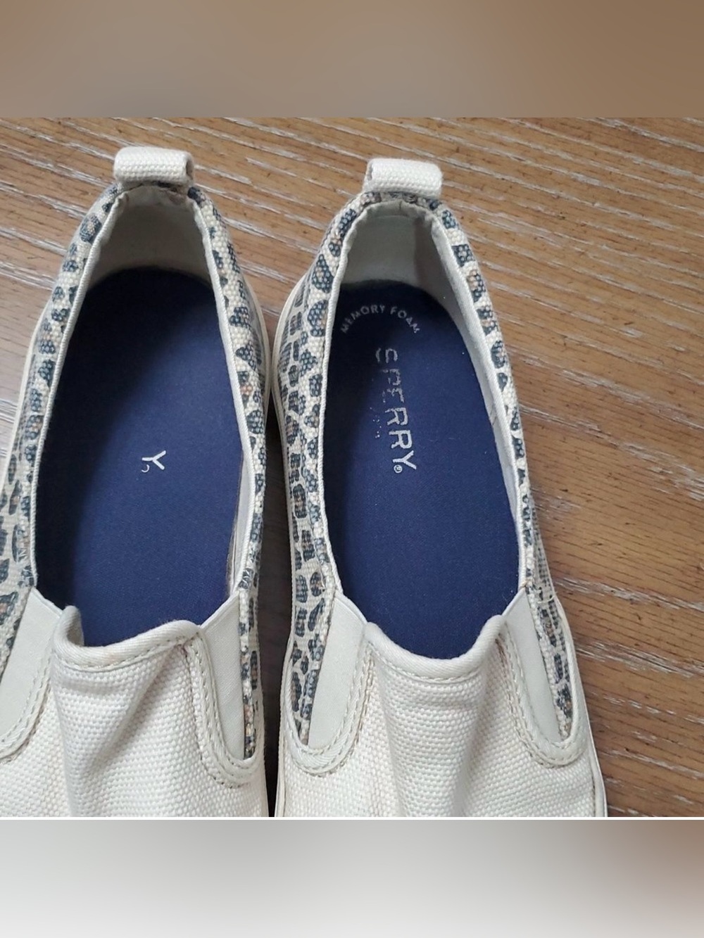 Sperry Beige & Leopard Print Crest Twin Gore Perforated Slip On Sneaker - Picture 7 of 10